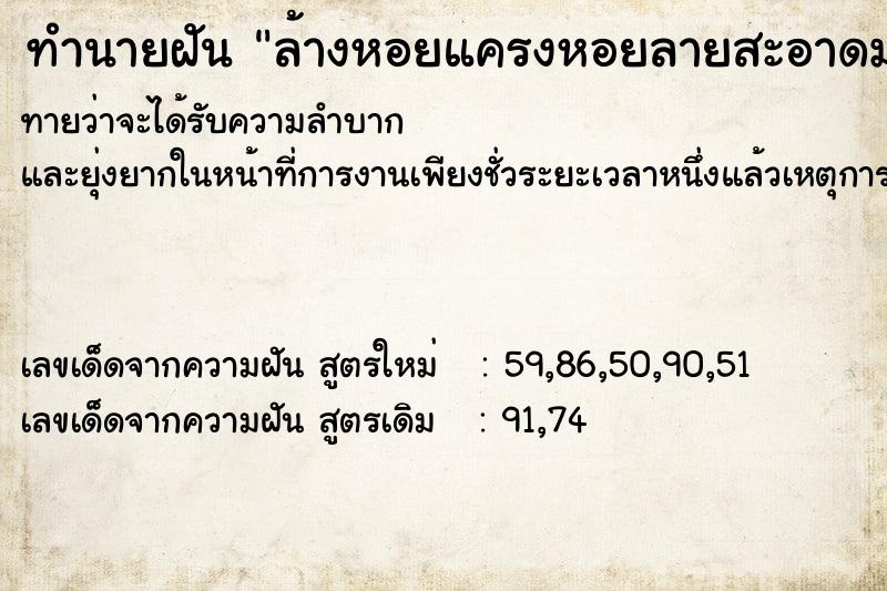 ทำนายฝันล้างหอยแครงหอยลายสะอาดมาก ทำนายฝันทำนายฝันล้างหอยแครงหอยลายสะอาดมาก