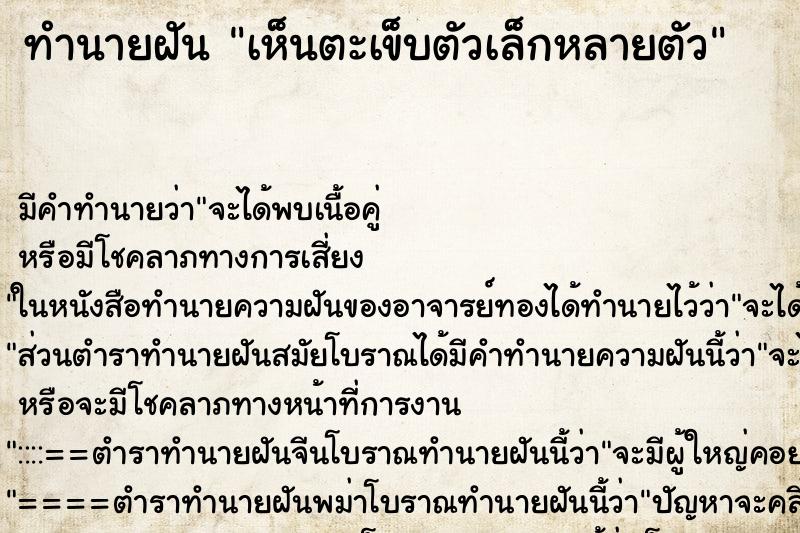 ทำนายฝัน เห็นตะเข็บตัวเล็กหลายตัว ทำนายฝัน เห็นตะเข็บตัวเล็กหลายตัว
