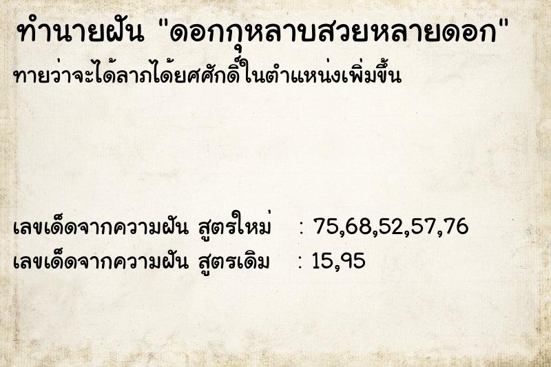 ทำนายฝันดอกกุหลาบสวยหลายดอก ทำนายฝันทำนายฝันดอกกุหลาบสวยหลายดอก