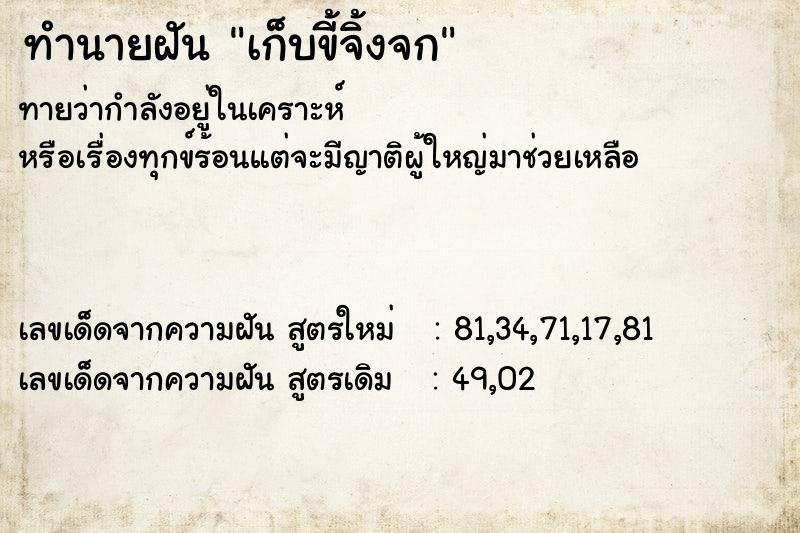 ทำนายฝันเก็บขี้จิ้งจก ทำนายฝันทำนายฝันเก็บขี้จิ้งจก