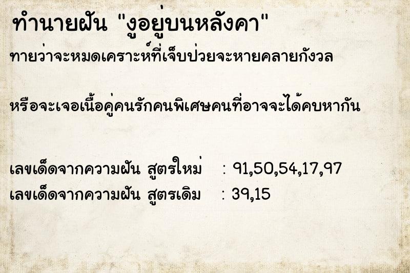 ทำนายฝันงูอยู่บนหลังคา ทำนายฝันทำนายฝันงูอยู่บนหลังคา