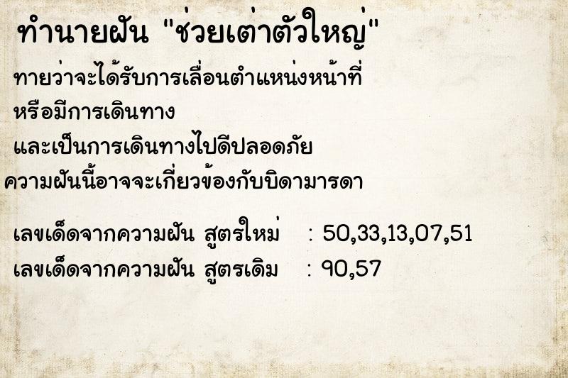 ทำนายฝันทำนายฝันช่วยเต่าตัวใหญ่