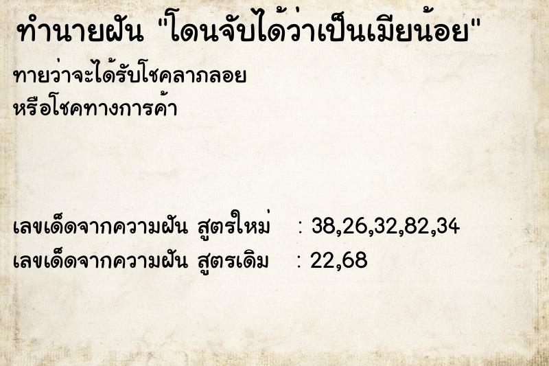 ทำนายฝันทำนายฝันโดนจับได้ว่าเป็นเมียน้อย