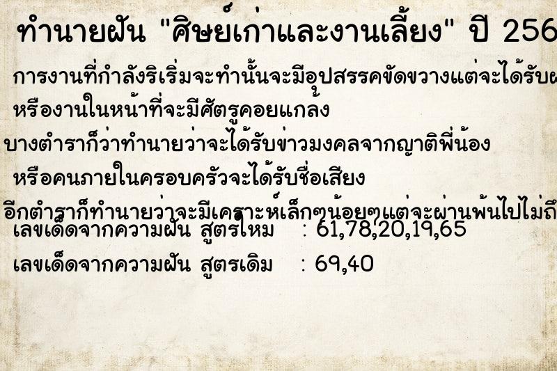 ทำนายฝัน ศิษย์เก่าและงานเลี้ยง ทำนายฝัน ศิษย์เก่าและงานเลี้ยง
