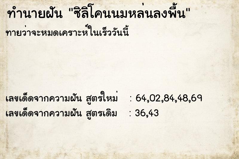 ทำนายฝันซิลิโคนนมหล่นลงพื้น ทำนายฝันทำนายฝันซิลิโคนนมหล่นลงพื้น