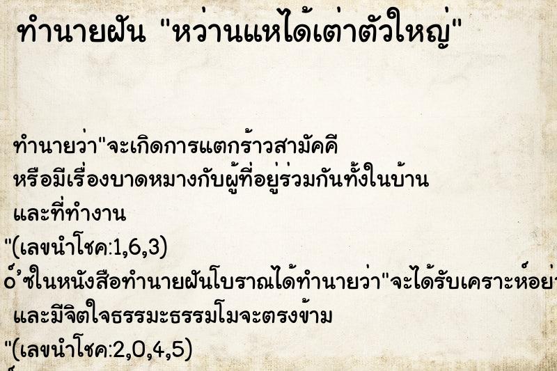 ทำนายฝันทำนายฝันหว่านแหได้เต่าตัวใหญ่