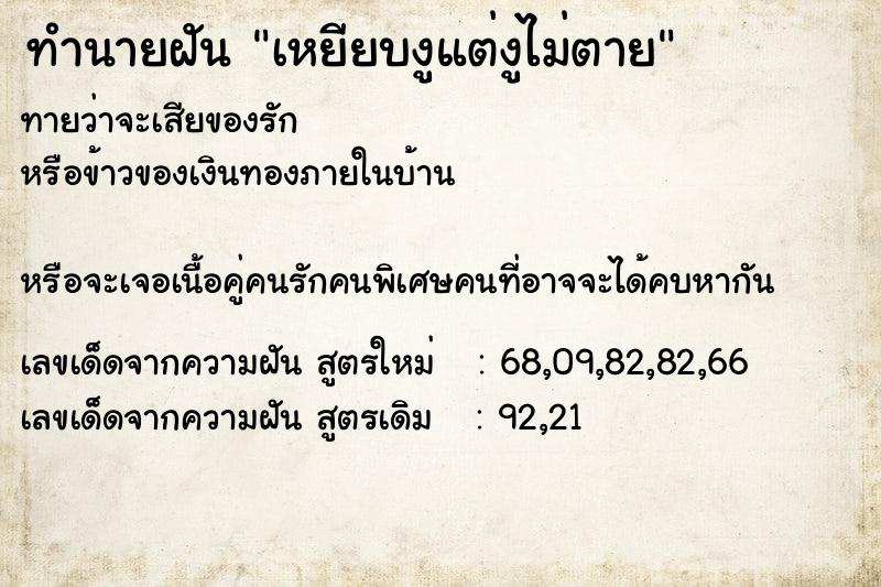 ทำนายฝันเหยียบงูแต่งูไม่ตาย ทำนายฝันทำนายฝันเหยียบงูแต่งูไม่ตาย