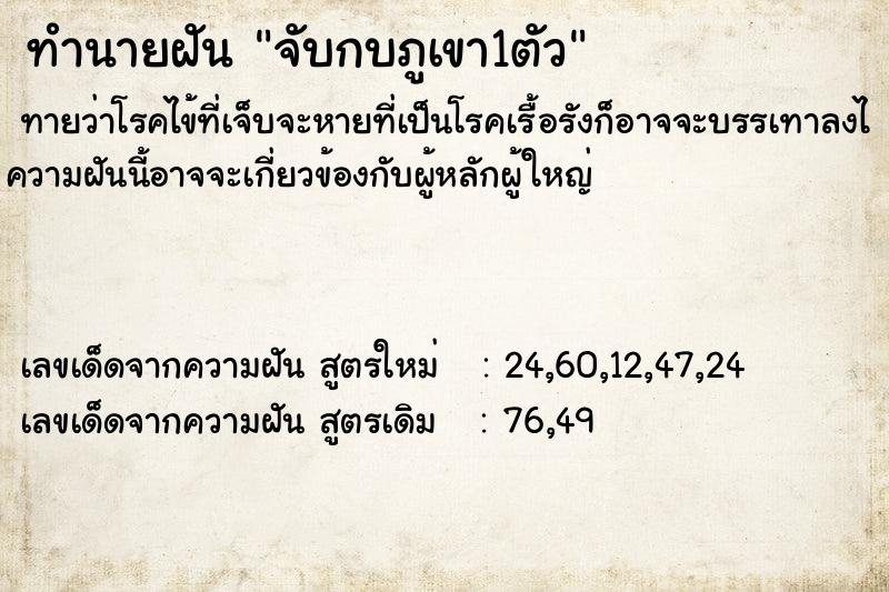 ทำนายฝันจับกบภูเขา1ตัว ทำนายฝันทำนายฝันจับกบภูเขา1ตัว