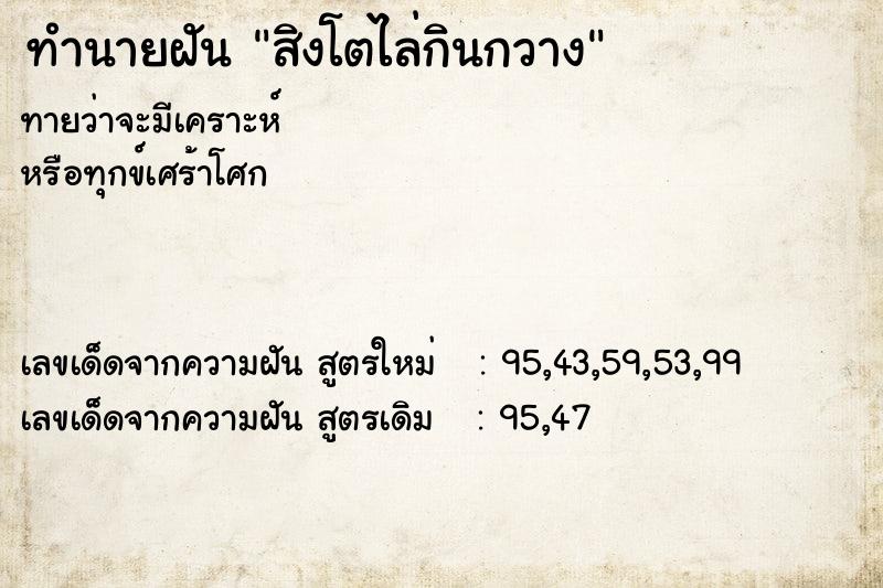 ทำนายฝันสิงโตไล่กินกวาง ทำนายฝันทำนายฝันสิงโตไล่กินกวาง