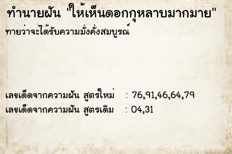 ทำนายฝัน ให้เห็นดอกกุหลาบมากมาย ทำนายฝัน ให้เห็นดอกกุหลาบมากมาย