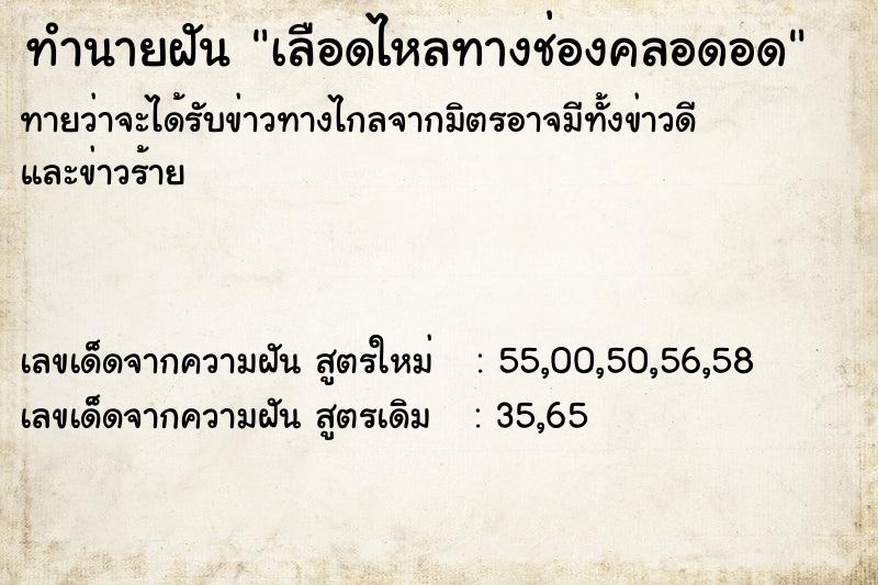 ทำนายฝันเลือดไหลทางช่องคลอดอด ทำนายฝันทำนายฝันเลือดไหลทางช่องคลอดอด