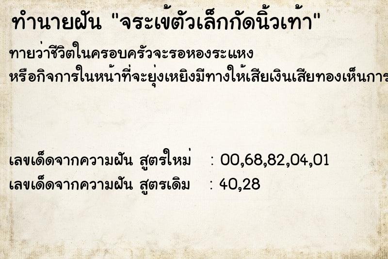 ทำนายฝัน จระเข้ตัวเล็กกัดนิ้วเท้า ทำนายฝัน จระเข้ตัวเล็กกัดนิ้วเท้า