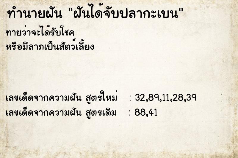 ทำนายฝันทำนายฝันฝันได้จับปลากะเบน