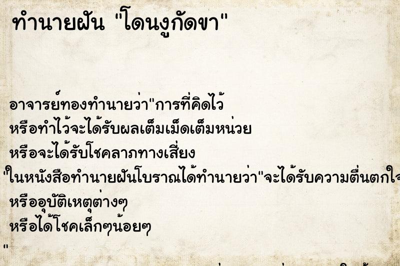 ทำนายฝัน โดนงูกัดขา