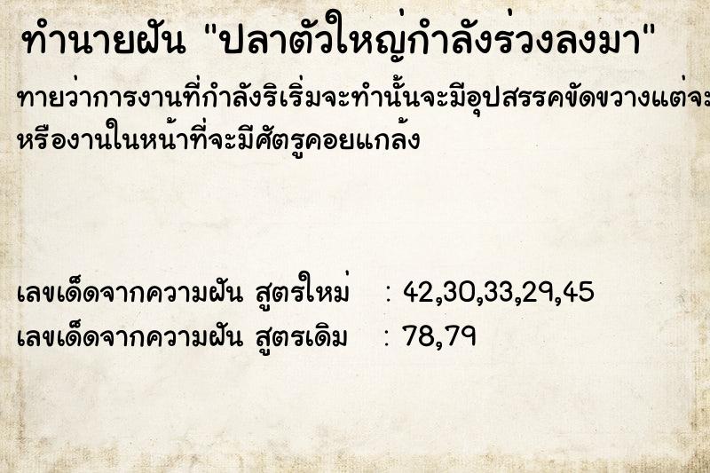 ทำนายฝัน ปลาตัวใหญ่กำลังร่วงลงมา ทำนายฝัน ปลาตัวใหญ่กำลังร่วงลงมา