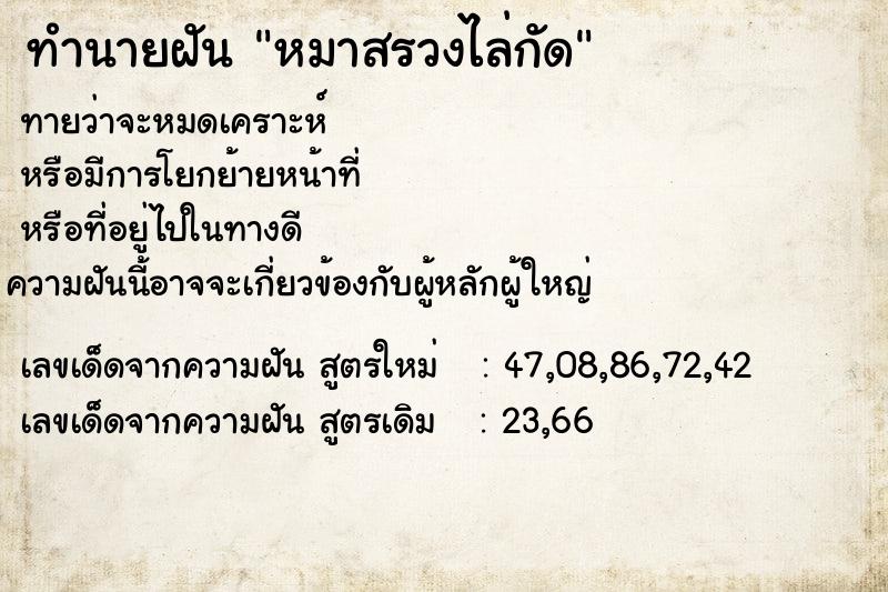ทำนายฝันทำนายฝันหมาสรวงไล่กัด