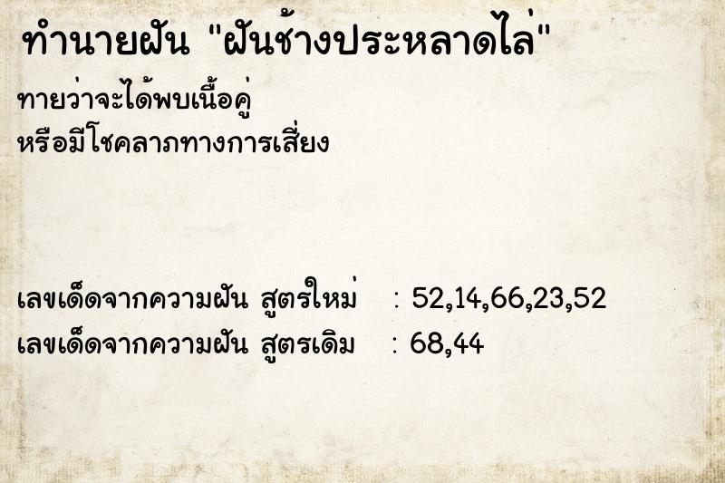ทำนายฝันทำนายฝันฝันช้างประหลาดไล่