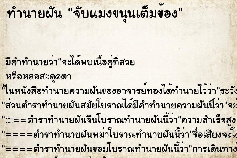 ทำนายฝัน จับแมงขนุนเต็มข้อง ตำราโบราณ แม่นที่สุดในโลก