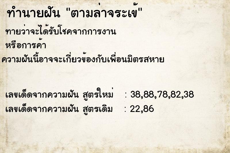 ทำนายฝันตามล่าจระเข้ ทำนายฝันทำนายฝันตามล่าจระเข้