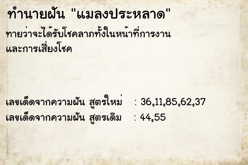 ทำนายฝันแมลงประหลาด ทำนายฝันทำนายฝันแมลงประหลาด