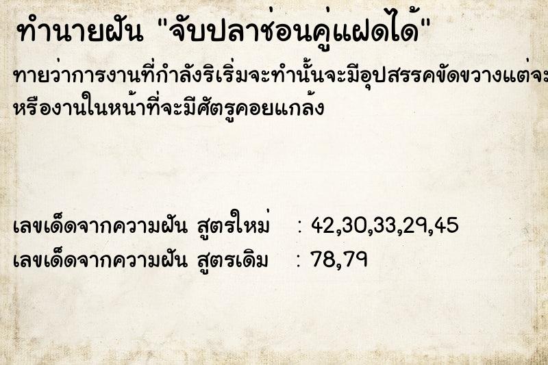 ทำนายฝันทำนายฝันจับปลาช่อนคู่แฝดได้