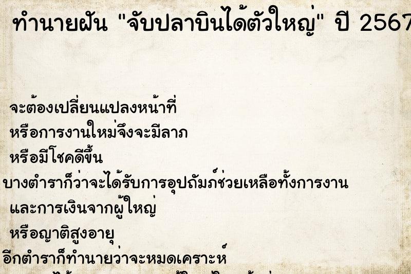 ทำนายฝัน จับปลาบินได้ตัวใหญ่