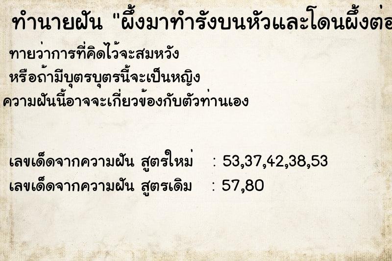 ทำนายฝันทำนายฝันผึ้งมาทำรังบนหัวและโดนผึ้งต่อย