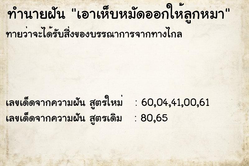 ทำนายฝันทำนายฝันเอาเห็บหมัดออกให้ลูกหมา