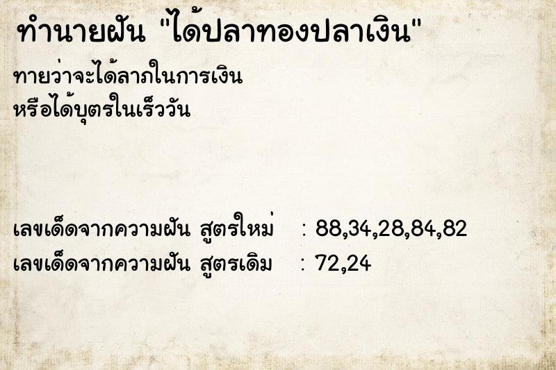 ทำนายฝันทำนายฝันได้ปลาทองปลาเงิน