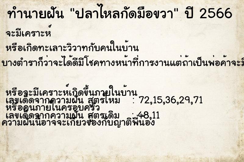 ทำนายฝันปลาไหลกัดมือขวา ทำนายฝันทำนายฝันปลาไหลกัดมือขวา