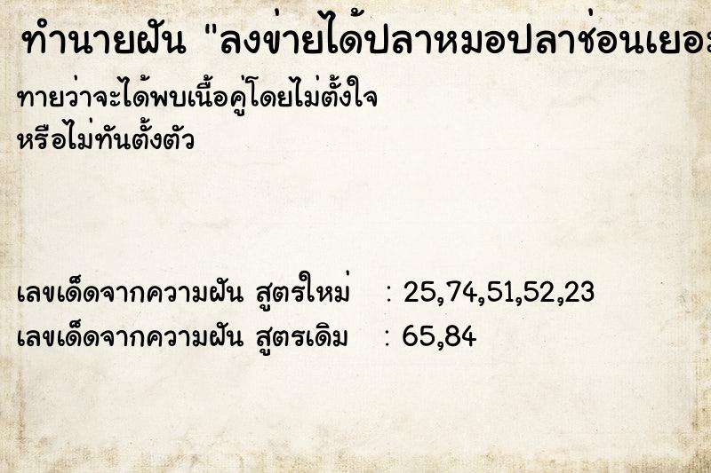 ทำนายฝันทำนายฝันลงข่ายได้ปลาหมอปลาช่อนเยอะมาก