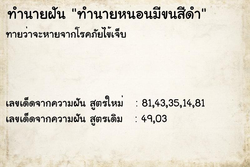 ทำนายฝันทำนายฝันทำนายหนอนมีขนสีดำ