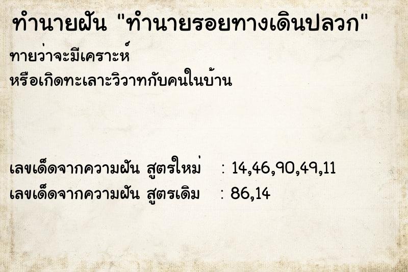 ทำนายฝันทำนายรอยทางเดินปลวก ทำนายฝันทำนายฝันทำนายรอยทางเดินปลวก