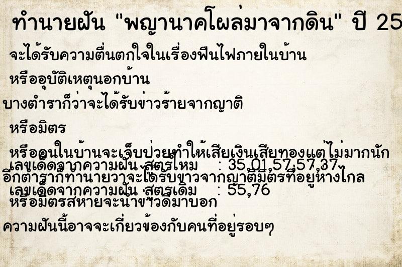 ทำนายฝัน พญานาคโผล่มาจากดิน ทำนายฝัน พญานาคโผล่มาจากดิน