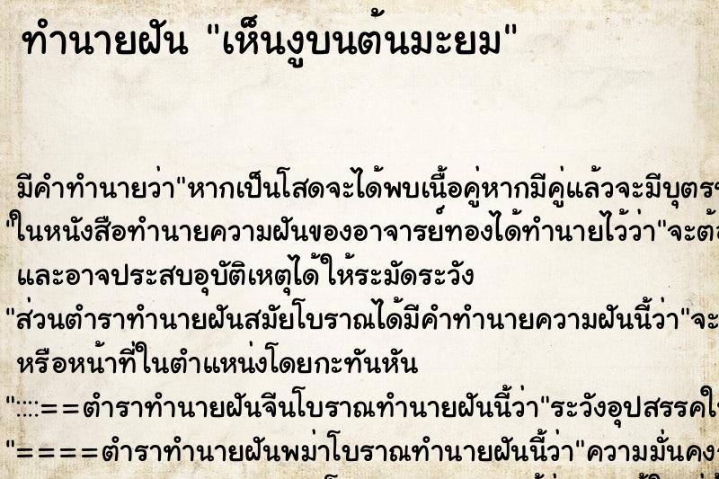 ทำนายฝัน เห็นงูบนต้นมะยม ทำนายฝัน เห็นงูบนต้นมะยม