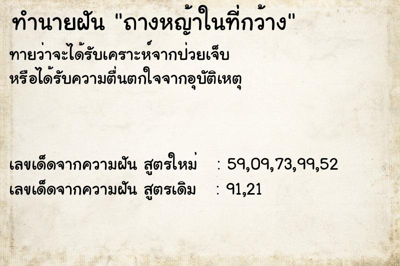 ทำนายฝันถางหญ้าในที่กว้าง ทำนายฝันทำนายฝันถางหญ้าในที่กว้าง