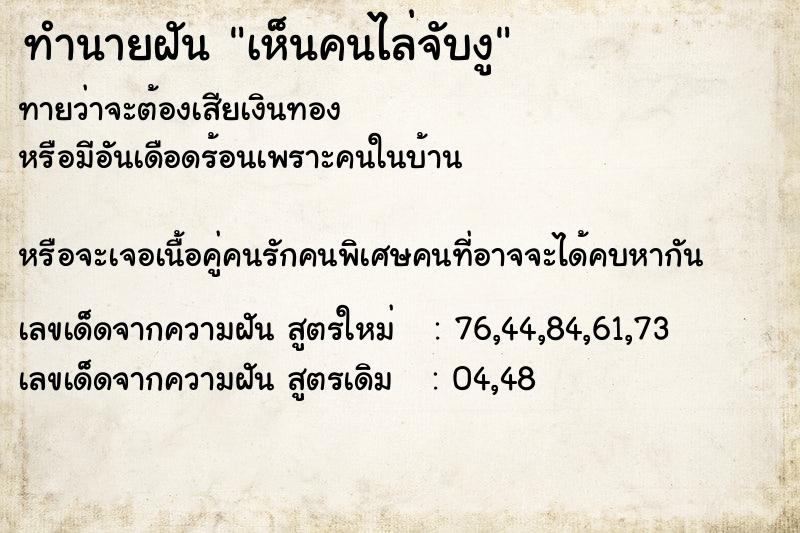 ทำนายฝันทำนายฝันเห็นคนไล่จับงู