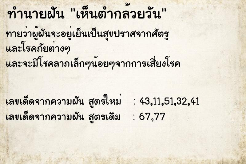 ทำนายฝันทำนายฝันเห็นตำกล้วยวัน