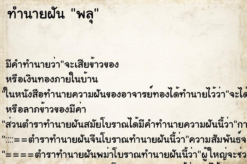ทำนายฝันพลุ ทำนายฝันทำนายฝันพลุ