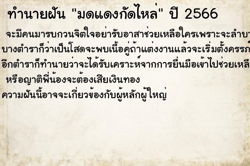 ทำนายฝัน มดแดงกัดไหล่ ตำราโบราณ แม่นที่สุดในโลก