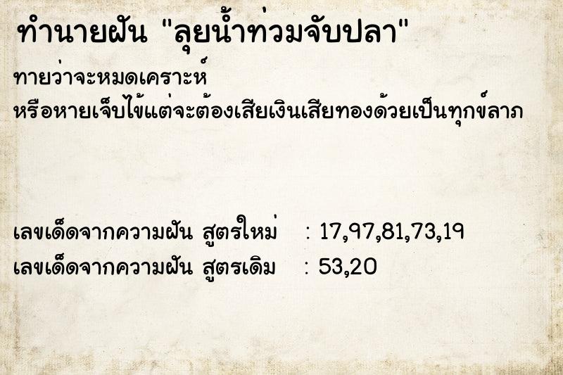 ทำนายฝันทำนายฝันลุยน้ำท่วมจับปลา