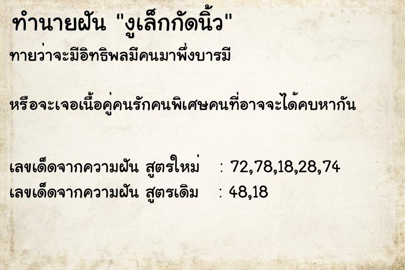ทำนายฝันงูเล็กกัดนิ้ว ทำนายฝันทำนายฝันงูเล็กกัดนิ้ว