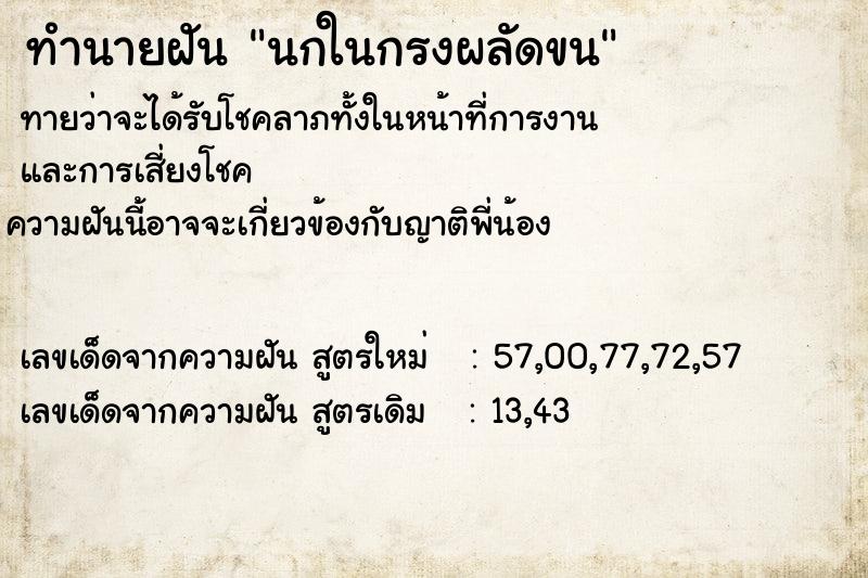 ทำนายฝันทำนายฝันนกในกรงผลัดขน