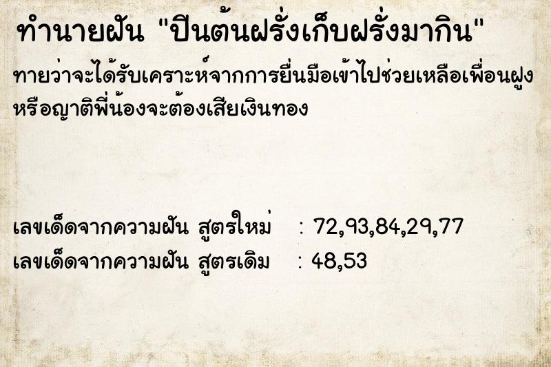 ทำนายฝันทำนายฝันปีนต้นฝรั่งเก็บฝรั่งมากิน