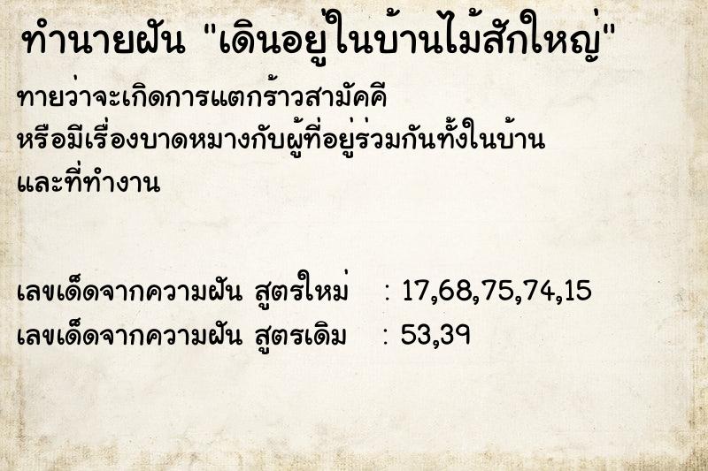ทำนายฝันเดินอยู่ในบ้านไม้สักใหญ่ ทำนายฝันทำนายฝันเดินอยู่ในบ้านไม้สักใหญ่