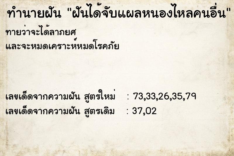 ทำนายฝันทำนายฝันฝันได้จับแผลหนองไหลคนอื่น