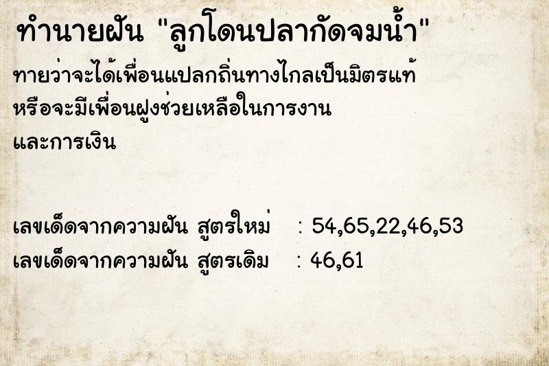 ทำนายฝัน ลูกโดนปลากัดจมน้ำ ทำนายฝัน ลูกโดนปลากัดจมน้ำ