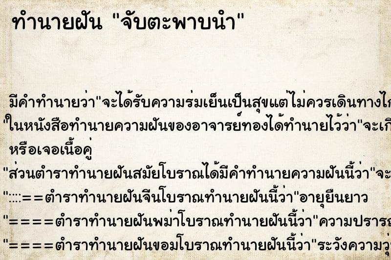 ทำนายฝัน จับตะพาบนํา ทำนายฝัน จับตะพาบนํา