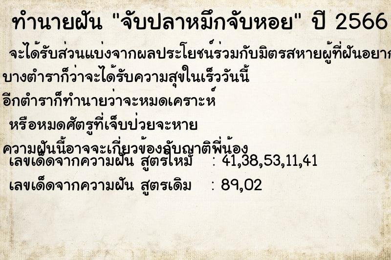 ทำนายฝัน จับปลาหมึกจับหอย ทำนายฝัน จับปลาหมึกจับหอย