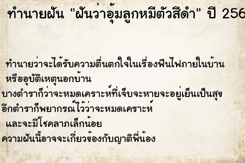 ทำนายฝันฝันว่าอุ้มลูกหมีตัวสีดำ ทำนายฝันทำนายฝันฝันว่าอุ้มลูกหมีตัวสีดำ